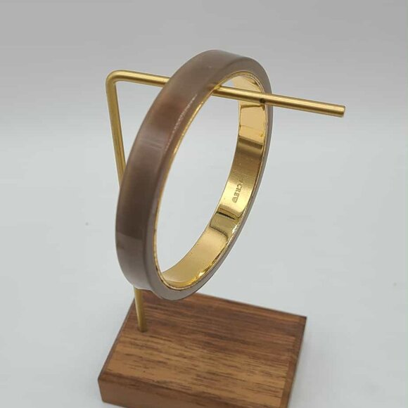 J Crew Taupe Resin Gold Tone Bangle Bracelet - Picture 1 of 8